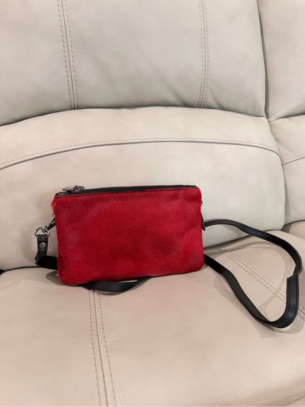 Monforte Red Calf Hair Crossbody Bag • Made in Italy • Genuine Leather